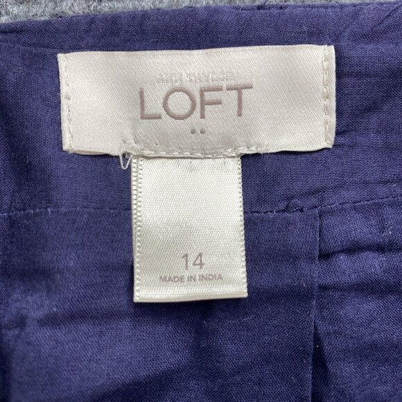 Loft Skirt Womens 14 Navy Eyelet Lace Overlay Boho Peasant Full Cotton Lined - Picture 5 of 12